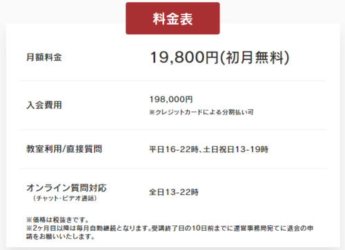 テックキャンプ_プログラミング教養料金